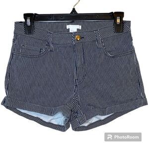 H&M Navy Blue and White Striped Shorts Size 4